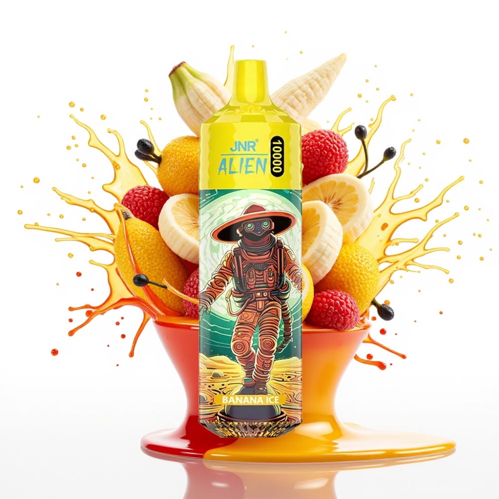 JNR Alien 10000 Puffs Disposable Vape Banānu Ledus – 10000 puffs, 850mAh, 20ml e-šķidrums