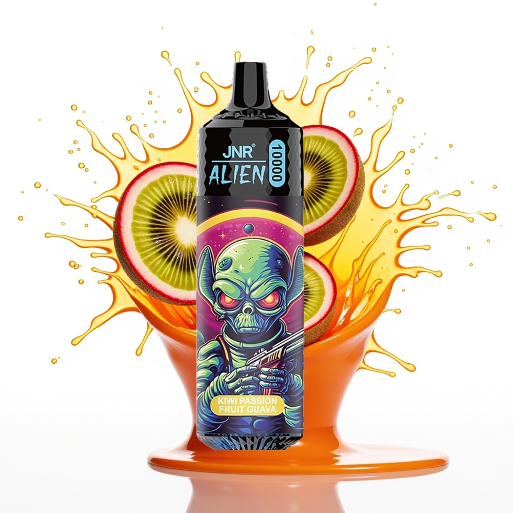 JNR Alien 10000 Puffs Disposable Vape Kivi, Pašizsīkstoņa marakuja, guava – 10000 pievilcieni, 850mAh, 20ml e-šķidrums, Type-C uzlāde