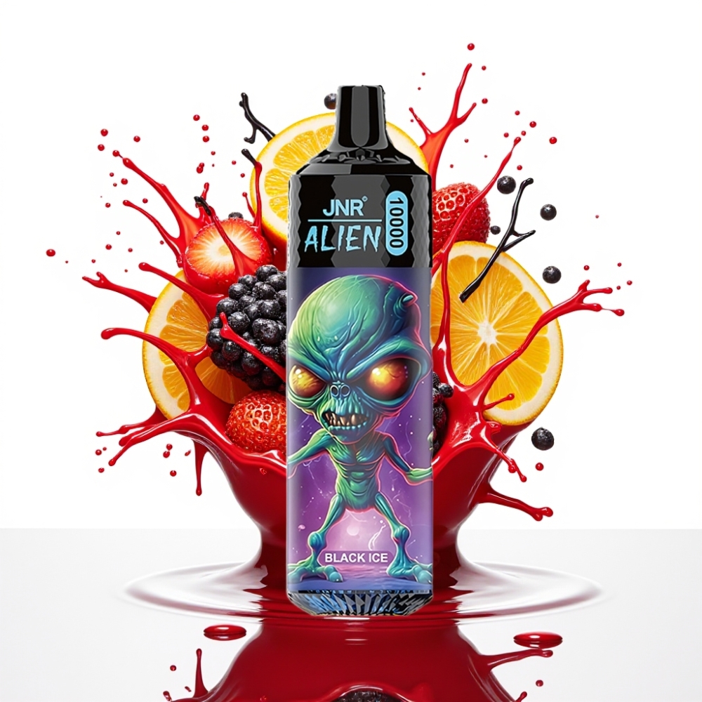 JNR Alien 10000 Puffs Disposable Vape Melnā ledus — 10000 puffs, 850mAh, 20ml, Type-C