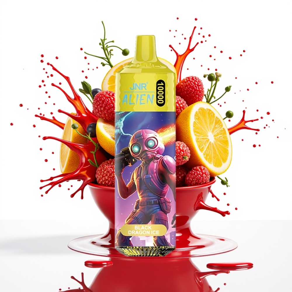 JNR Alien 10000 Puffs Disposable Vape Melnais Pūķis Ledus — 10000 Puffs, 850mAh, 20ml E-liquid, Type-C