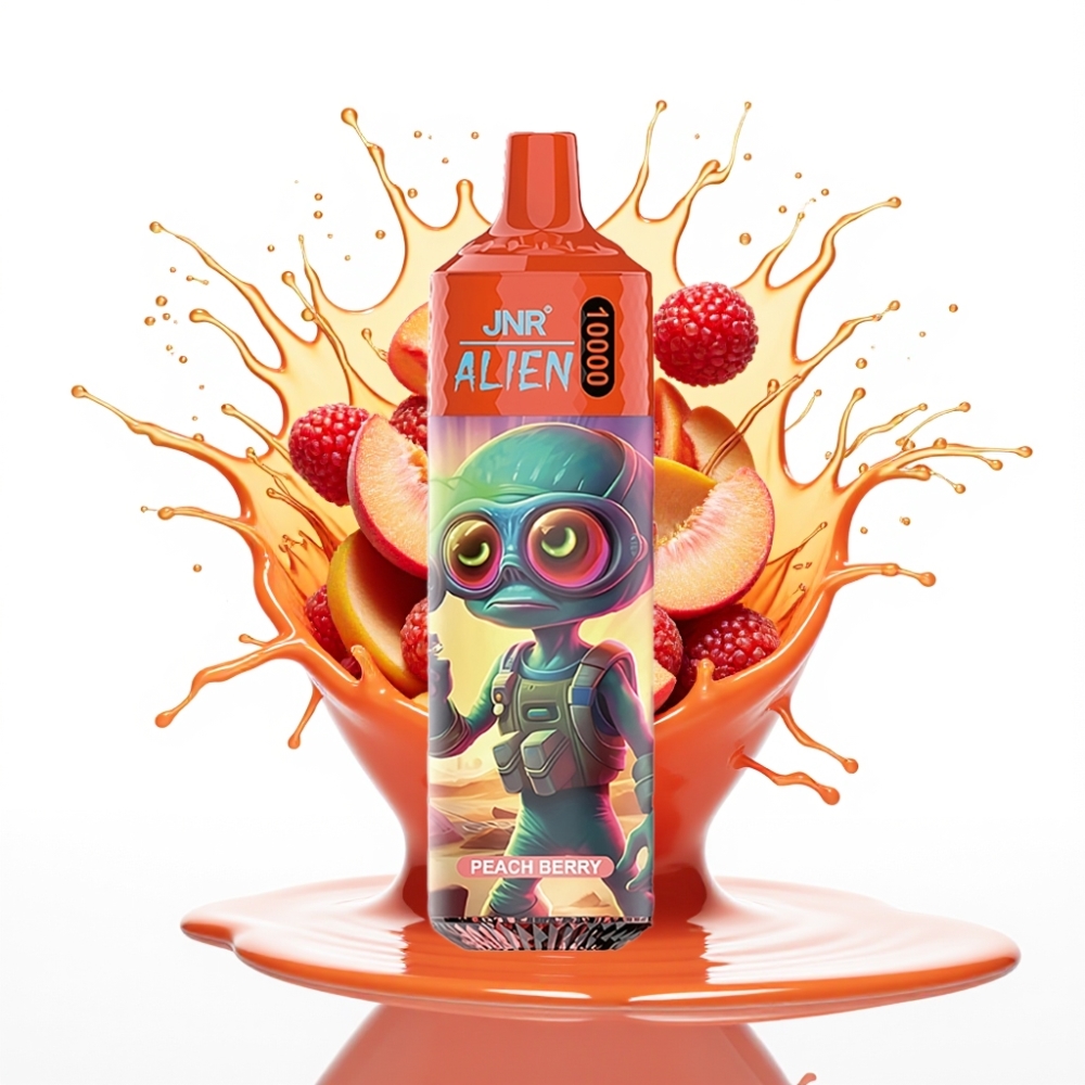 JNR Alien 10000 Puffs Disposable Vape Persiku Ogļu, 10000 Puffi, 850mAh, 20ml E-liquid, Type-C