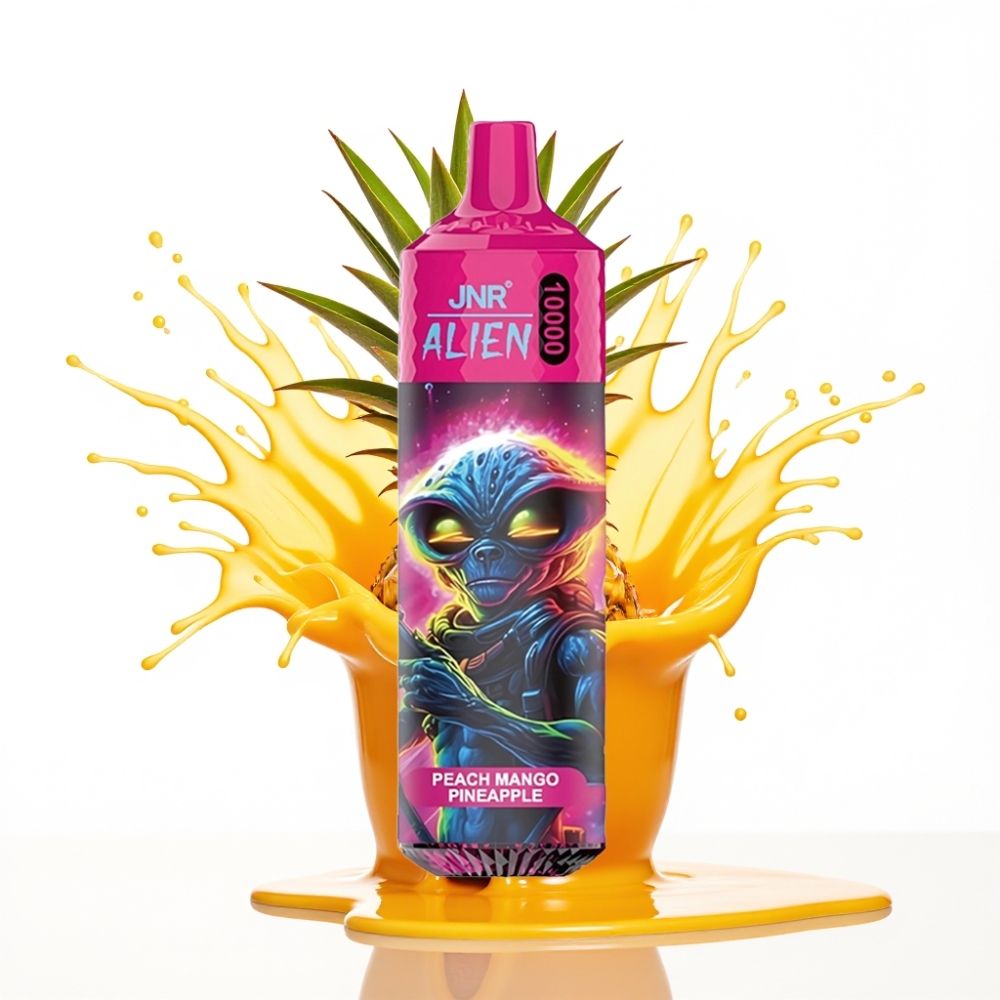 JNR Alien 10000 Puffs Disposable Vape Persiku mango ananāsu, 10000 puffs, 850mAh, 20ml e-liķid
