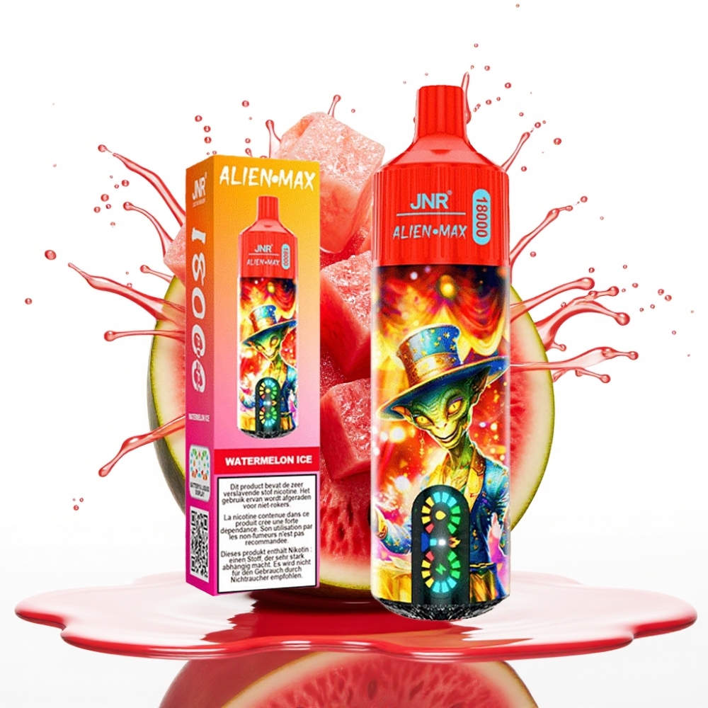 JNR Alien Max 18000 Puffs Disposable Vape Arbūzu Ledus, 20 garšas, 28ml e-šķidruma, 850mAh baterija, Type-C uzlāde