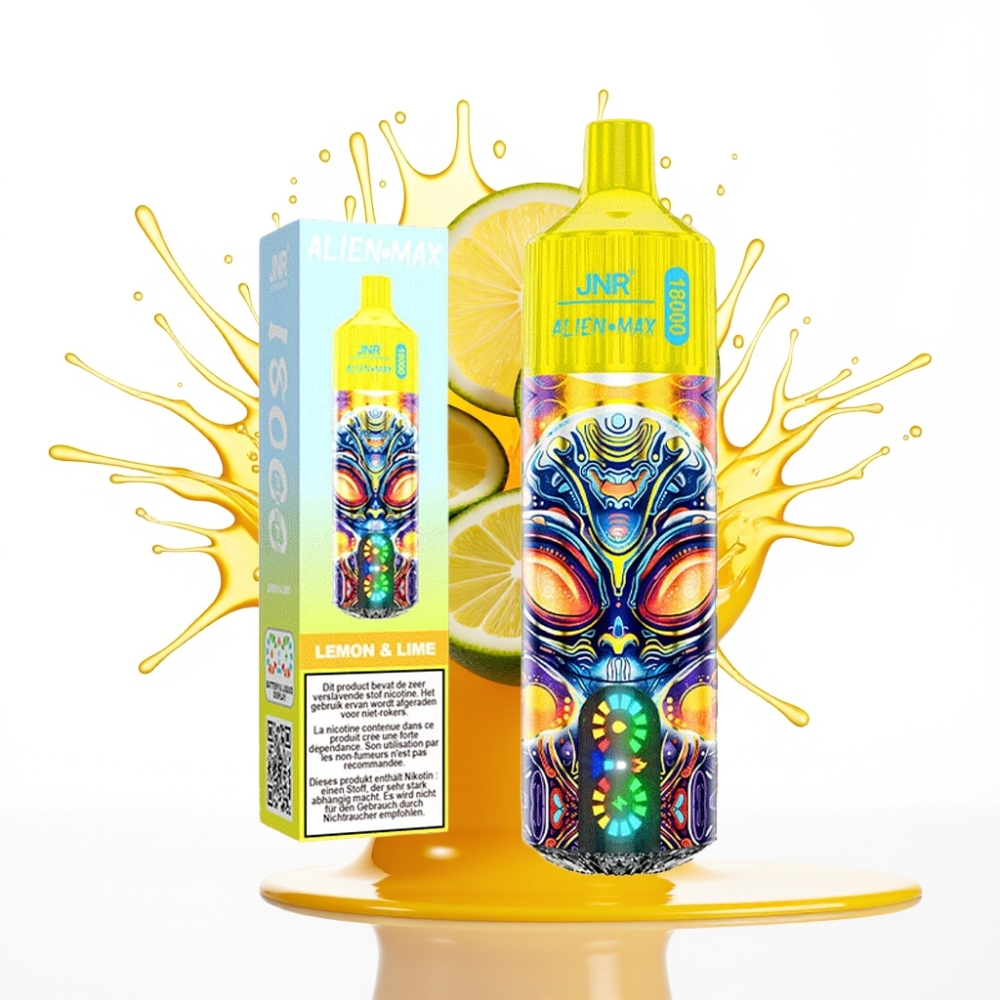 JNR Alien Max 18000 Puffs Disposable Vape Citrons & Laima, 20 Garšas, 28ml E-liquid, 850mAh Battery, Type-C Uzlāde
