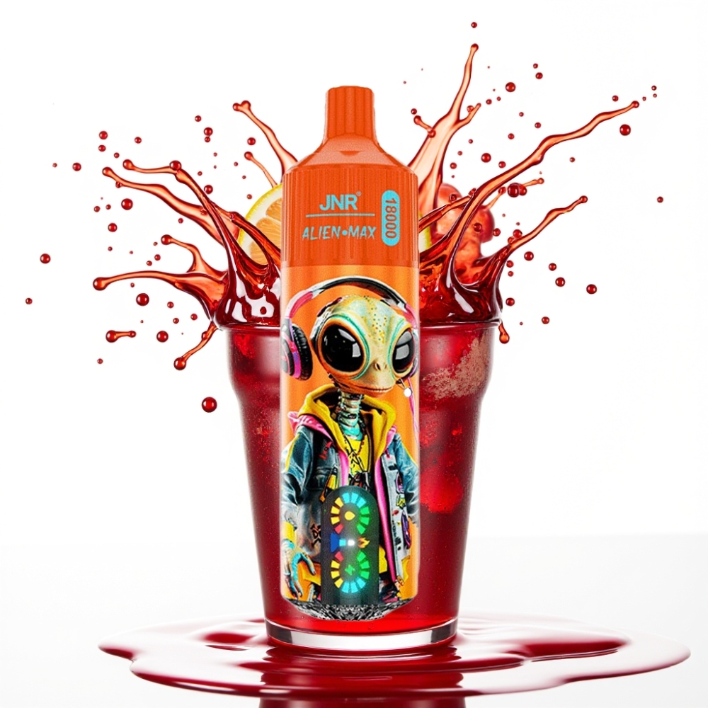 JNR Alien Max 18000 Puffs Disposable Vape Dzirkstošā Ķiršu Kola, 28ml E-liquid, 850mAh Battery, Type-C