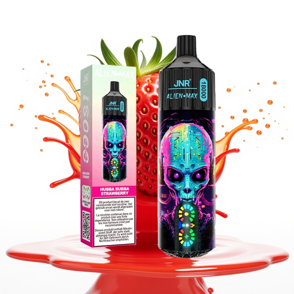 JNR Alien Max 18000 Puffs Disposable Vape Hubba Bubba Zemeņu Garša, 20 Garšas, 850mAh, 28ml