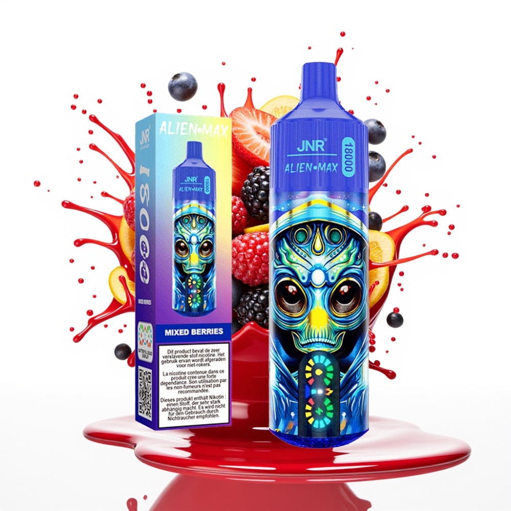 JNR Alien Max 18000 Puffs Disposable Vape Jauktās Ogles, 20 garšas, 28ml e-šķidrums, 850mAh baterija, Type-C uzlāde