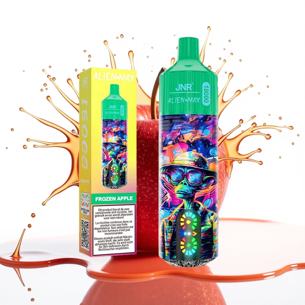 JNR Alien Max 18000 Puffs Disposable Vape Saldā Ābols, 20 garšas, 28ml e-šķidruma, 850mAh baterija, Type-C uzlāde