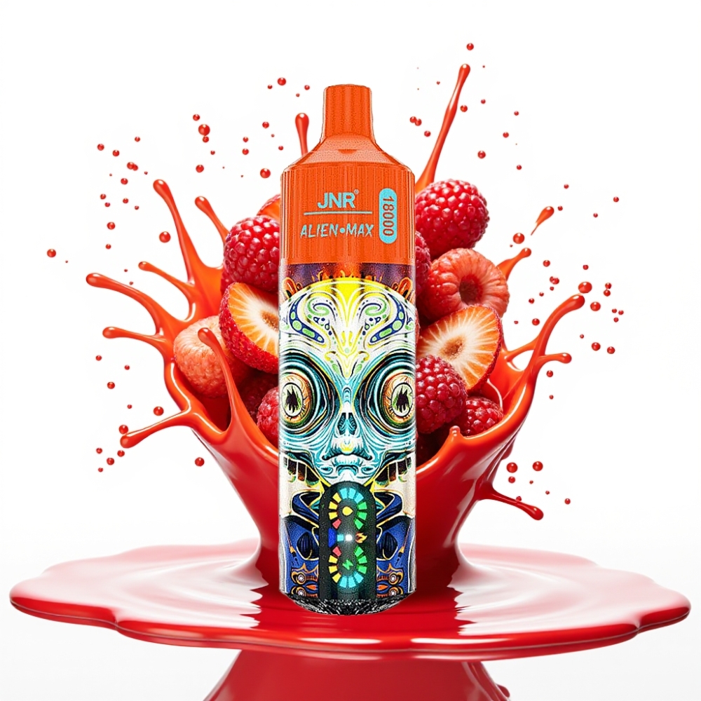JNR Alien Max 18000 Puffs Disposable Vape Zemeņu Avenu Ķiršu, 20 garšas, 28ml e-šķidrums, 850mAh baterija, Type-C uzlāde