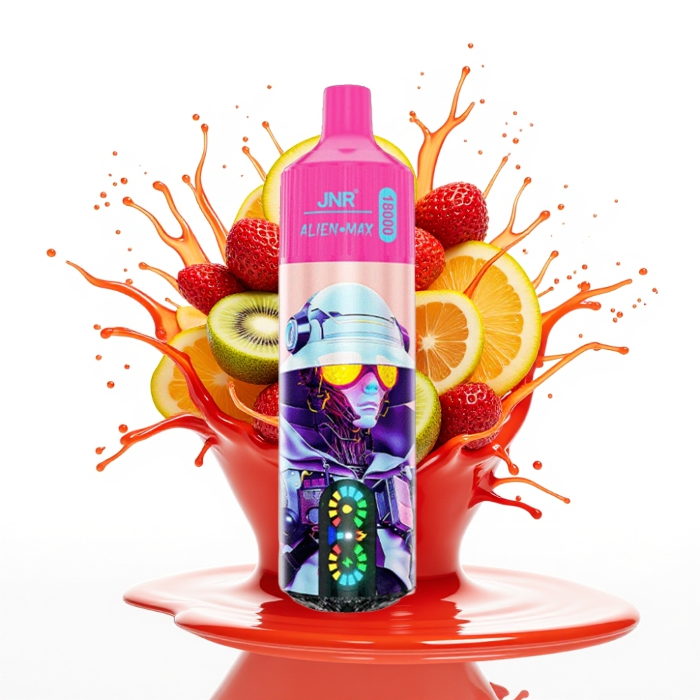 JNR Alien Max 18000 Puffs Disposable Vape Zemeņu Kivi, 20 Garšas, 850mAh, 28ml E-liquid, Type-C Uzlāde