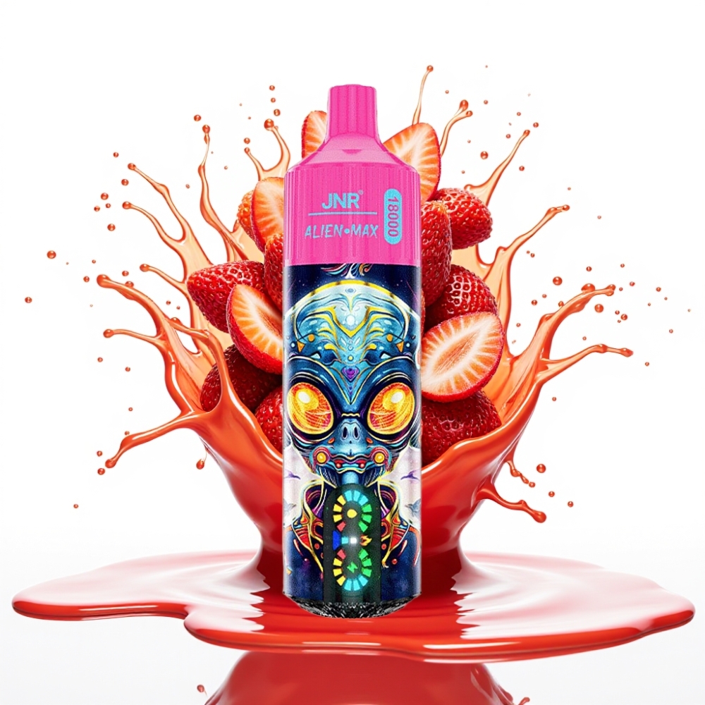 JNR Alien Max 18000 Puffs Disposable Vape Zemeņu Ledus – 20 garšas, 28ml e-šķidrums, 850mAh baterija, Type-C uzlāde