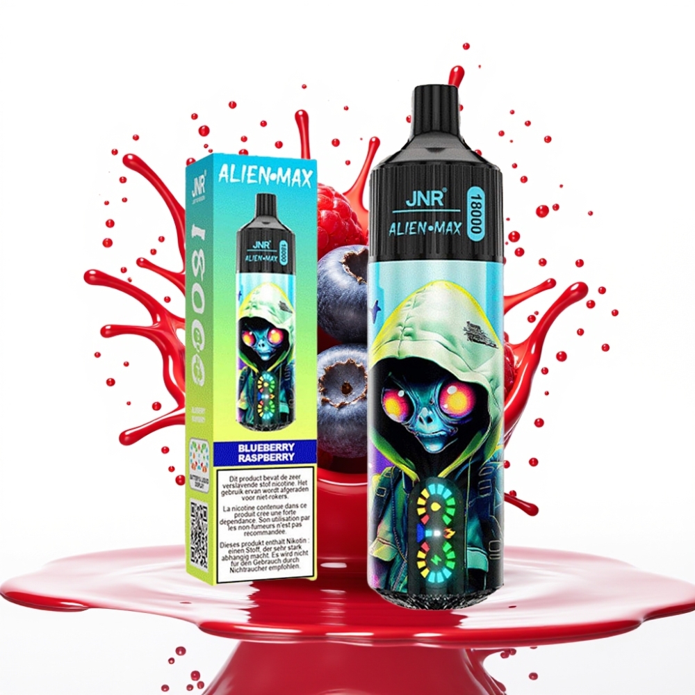JNR Alien Max 18000 Puffs Disposable Vape Zilā Aveņu & Avenes, 20 Garšas, 850mAh, 28ml