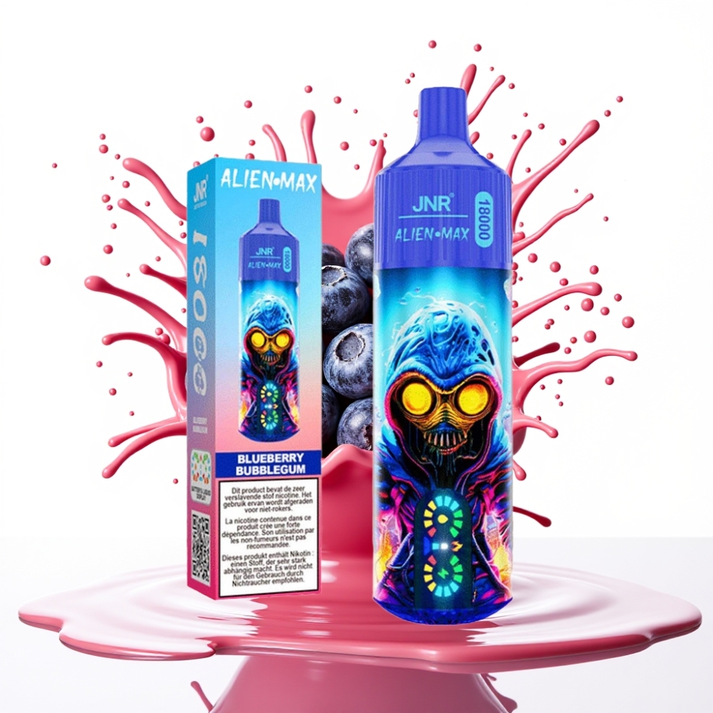 JNR Alien Max 18000 Puffs Disposable Vape Zilā Gaužbumbu Aroma, 28ml E-liquid, 850mAh Battery, Type-C Quick Charge