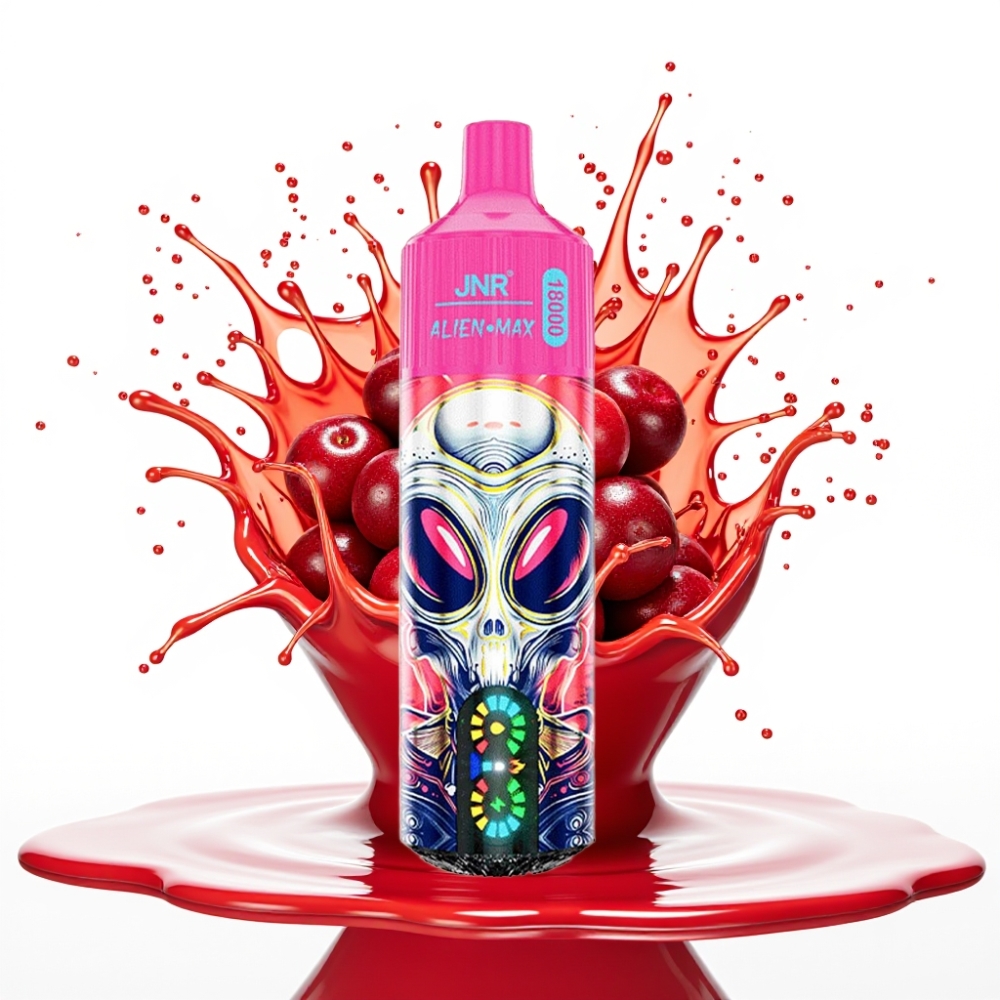 JNR Alien Max 18000 Puffs Disposable Vape Ķiršu Oga, 20 garšas, 28ml e-šķidrums, 850mAh baterija, Type-C uzlāde
