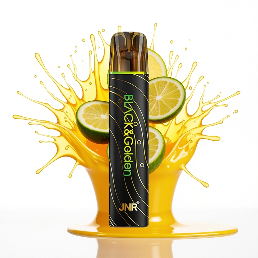 JNR Black&Golden 600+200 Pūfieni Disposable Vape Citrons & Laims, 800 Pūfieni, 550mAh, 2ml, 2% Nikotīns, TPD