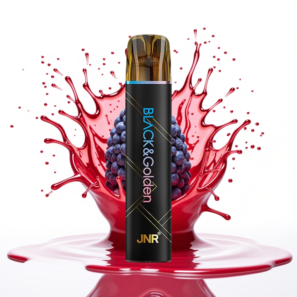 JNR Black&Golden 600+200 Pūfu Disposable Vape Zilā Aveņu Ķirši 800 Pūfi, 550mAh, 2ml