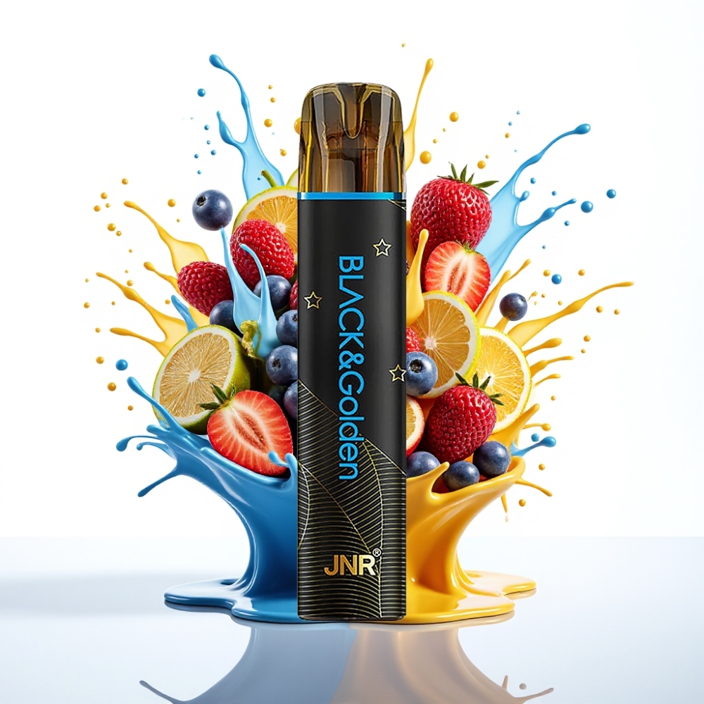 JNR Black&Golden 600+200 Puffs Disposable Vape – 800 Puffs, 550mAh, 2ml E-Liquid, 2% Nikotīns Mr Zils