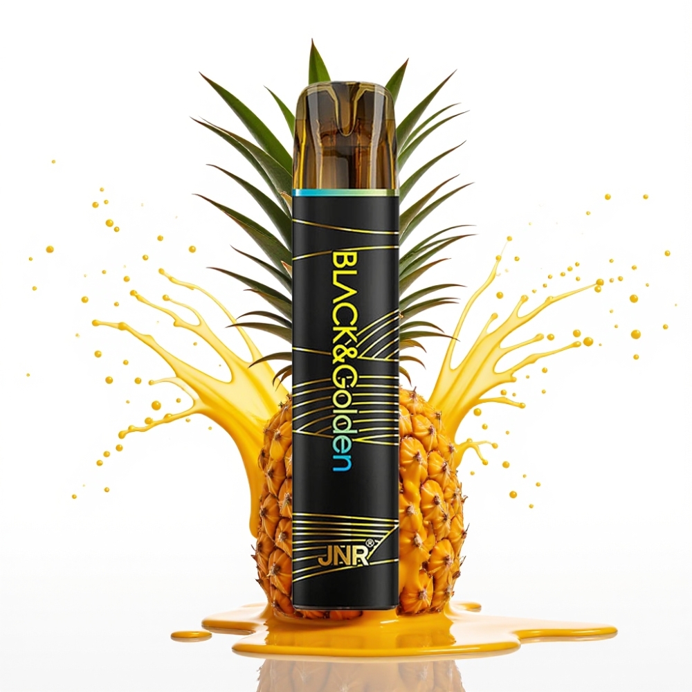 JNR Black&Golden 600+200 Puffs Disposable Vape Ananāsu Ledus 800 Puffs, 550mAh, 2ml, 2% Nikotīns