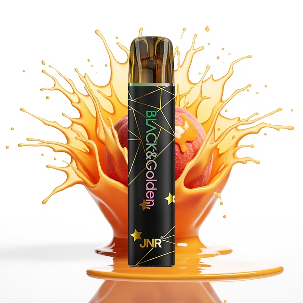 JNR Black&Golden 600+200 Puffs Disposable Vape Persiku 800 Puffs, 550mAh, 2ml