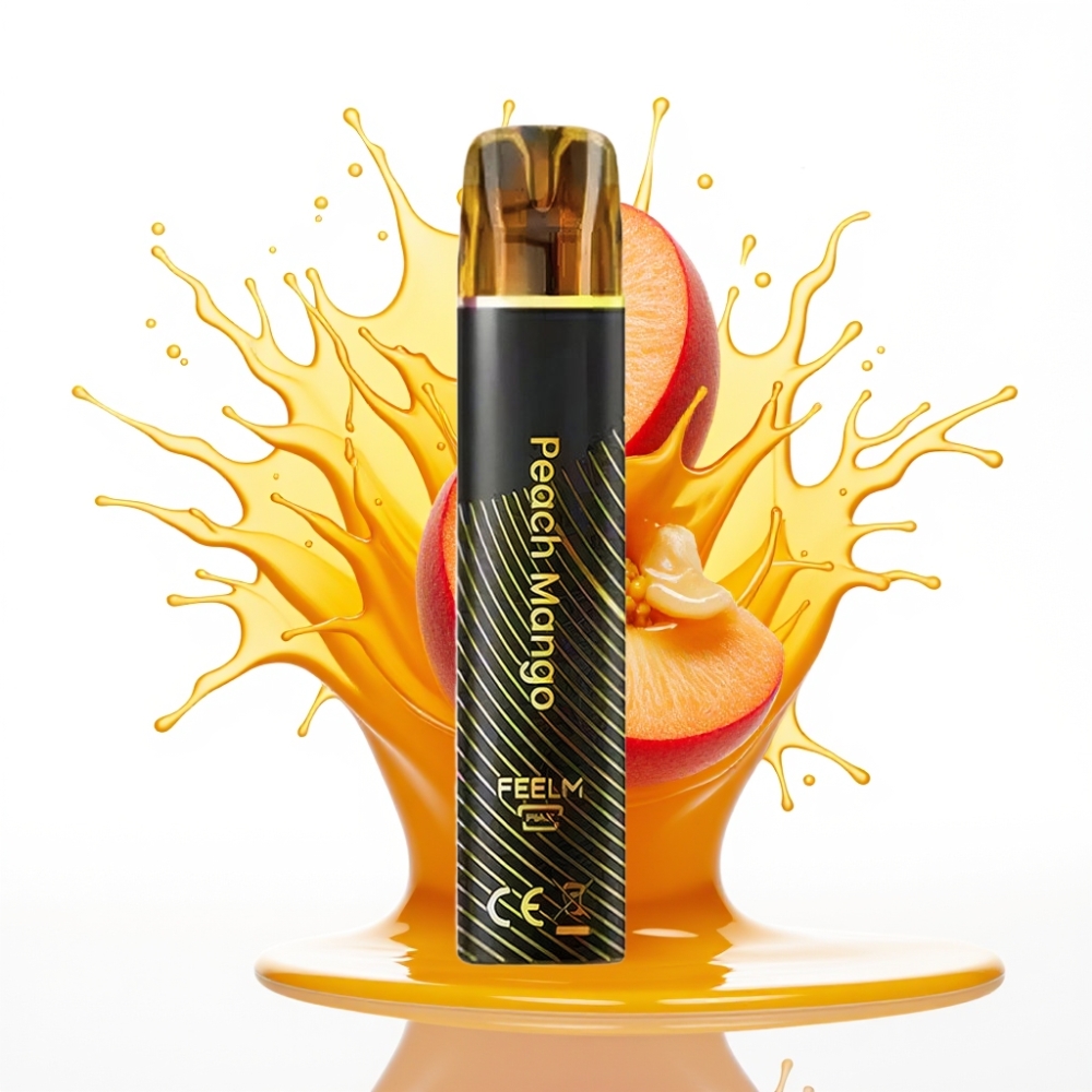 JNR Black&Golden 600+200 Puffs Disposable Vape Persiku Mango, 800 Puffs, 550mAh, 2ml