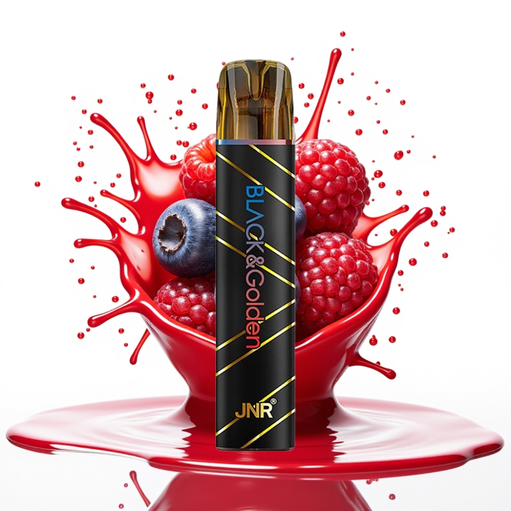 JNR Black&Golden 600+200 Puffs Izmēģināmais Veips – 800 Puffs, 550mAh, Zilā Jāņogu-Skābā Aveņu Garša, 2ml, Nikotīns 2%