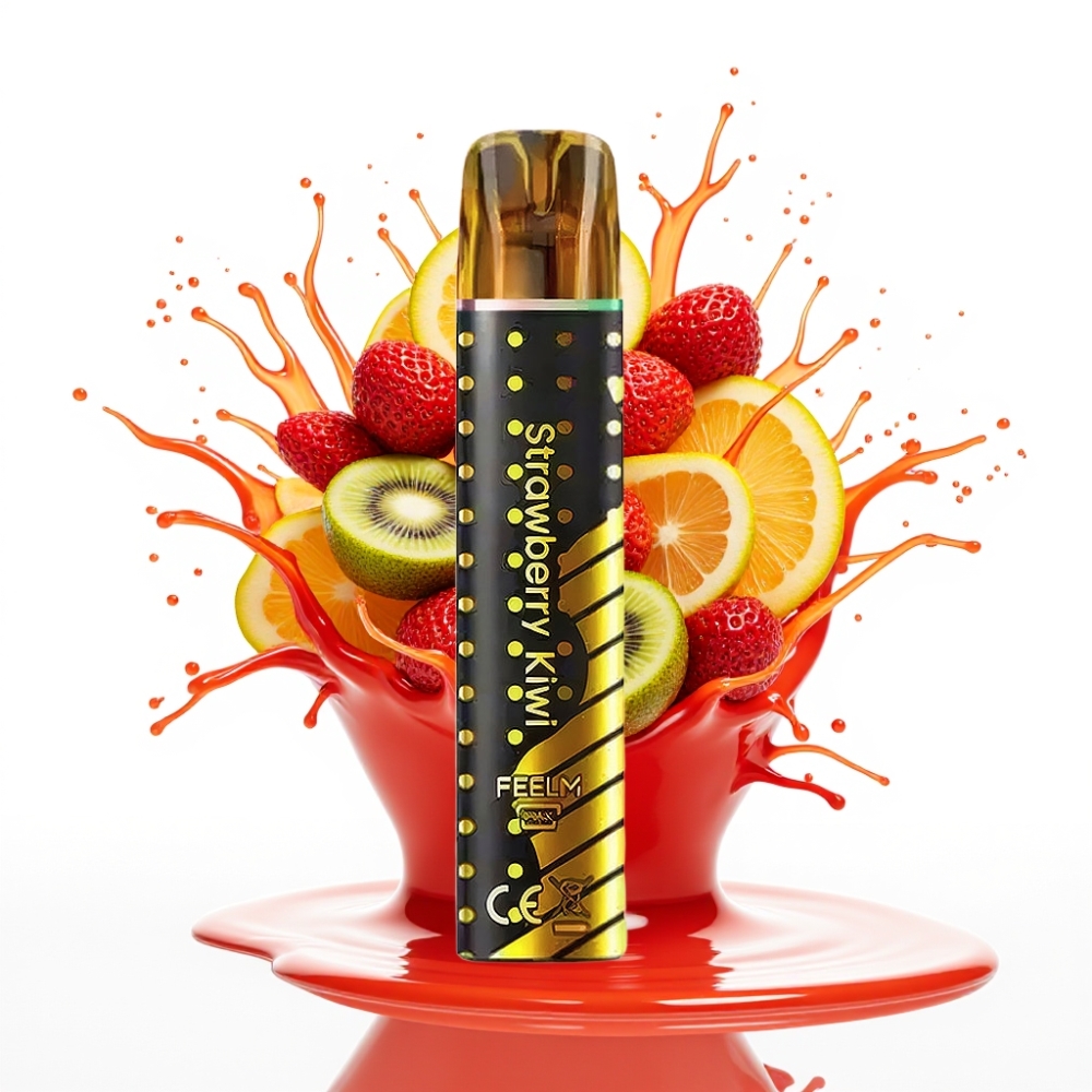 JNR Black&Golden 600+200 Puffs Izmetamais Veips – Zemeņu Kiwi, 800 Puffs, 550mAh, 2ml