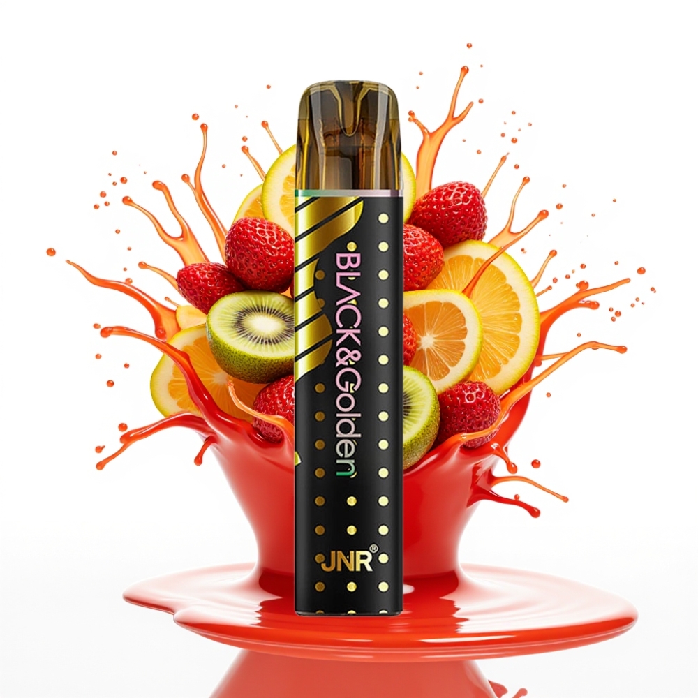 JNR Black&Golden 600+200 Puffs Izmetamais Veips – Zemeņu Kiwi, 800 Puffs, 550mAh, 2ml