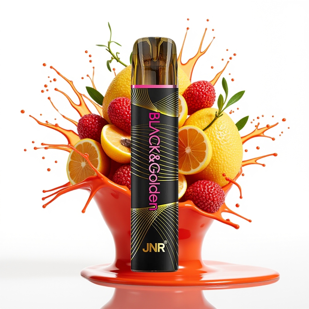 JNR Melnā&Zeltainā 600+200 Puffs Disposable Vape 800 Puffs, 550mAh, 2ml, TPD