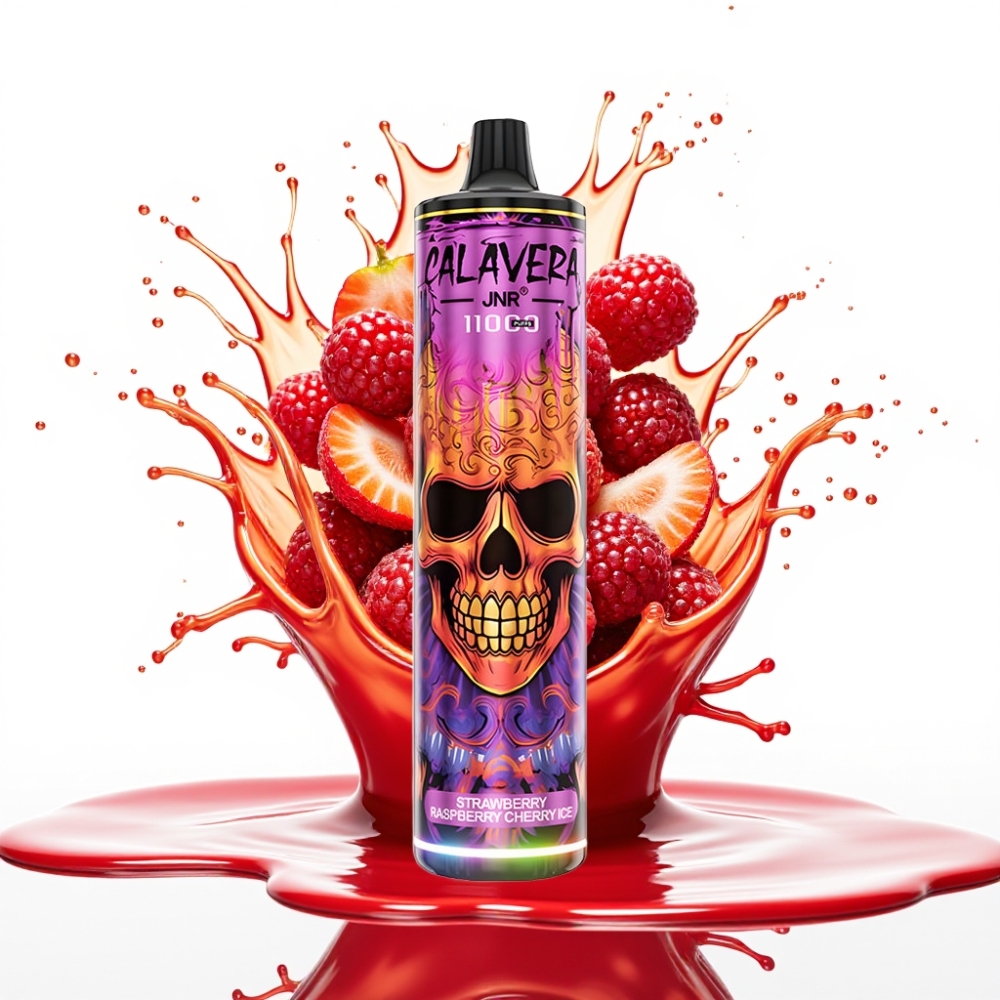 JNR Calavera 11000 Puffs Disposable Vape Zemeņu Aveņu Ķiršu Ledus, 850mAh, 21ml, 1.0ohm