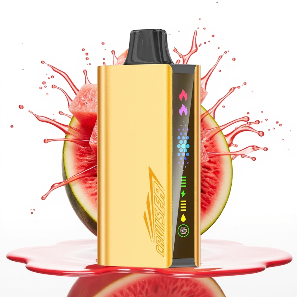 JNR Cruiser 12000 Puffs No-Charge Disposable Vape Arbūzu Ledus, 3500 mAh, 25ml, 1.2ohm Dual Mesh Coil, Animācijas ekrāns