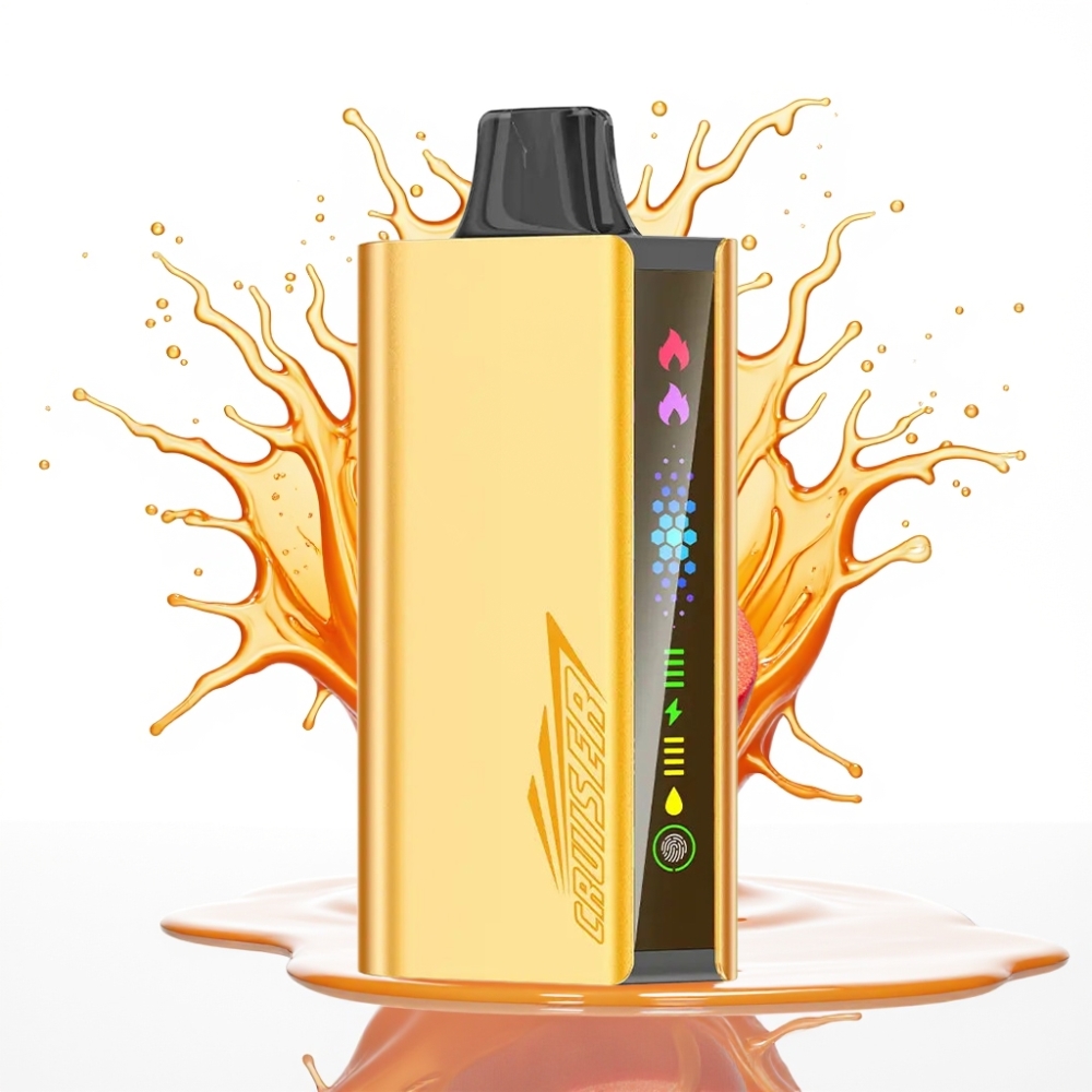 JNR Cruiser 12000 Puffs No-Charge Disposable Vape Persiku Ledus – 3500 mAh, 25ml, 1.2ohm Dual Mesh, Animāciju ekrāns