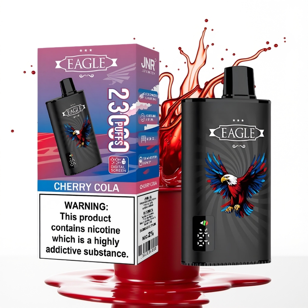 JNR EAGLE Smart 23000 Pikieni Disposable Vape (Čerijs kola) – Digitālais ekrāns, 25ml e-smēķe, 1.0ohm siets, Type-C uzlāde