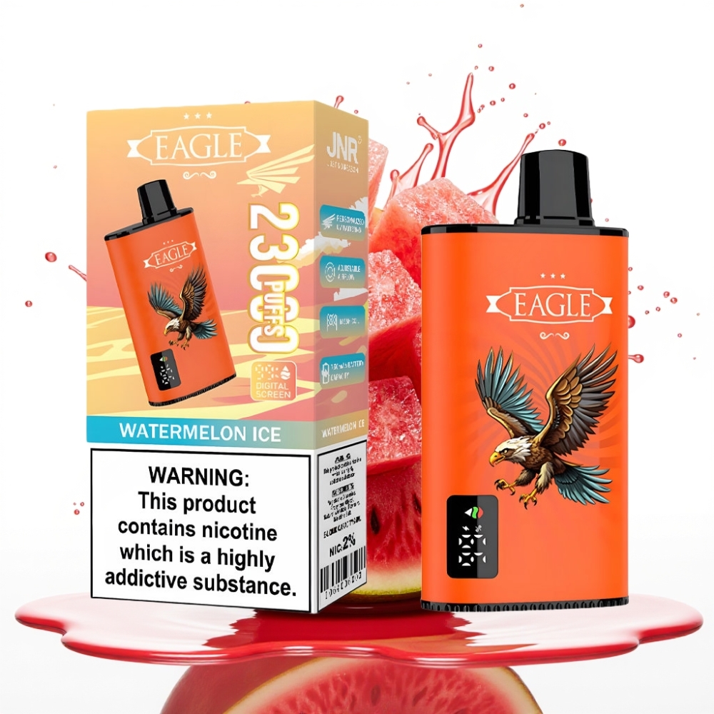 JNR EAGLE Smart 23000 Puffs Disposable Vape Arbūzu Ledus, Digitālais ekrāns, 1.0ohm Mesh Coils, 750mAh