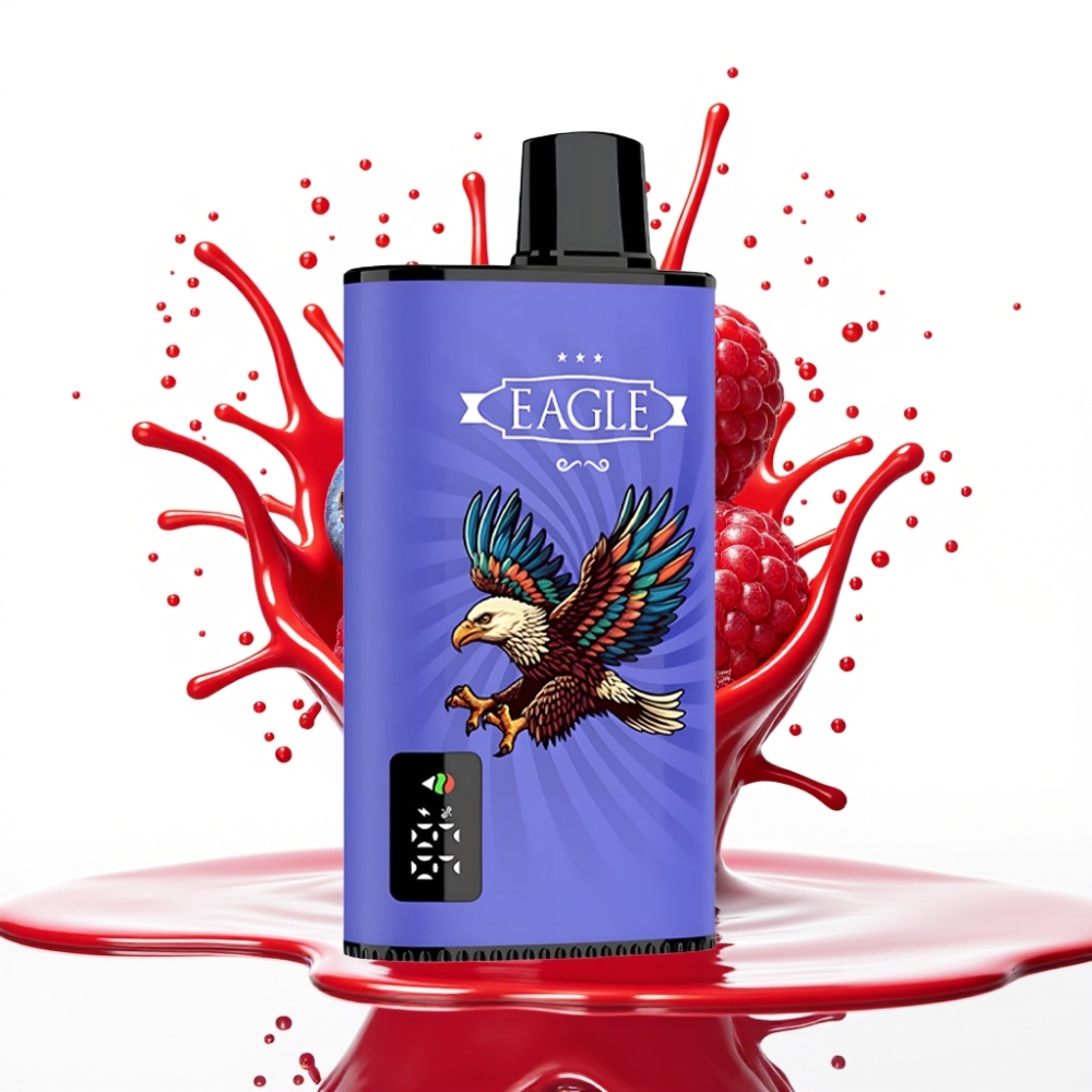 JNR EAGLE Smart 23000 Puffs Disposable Vape – Digitālais Displejs, 1.0ohm Sietspūle, 25ml e-Sķidruma Ietilpība, Zilene Aveņa Ķirsis