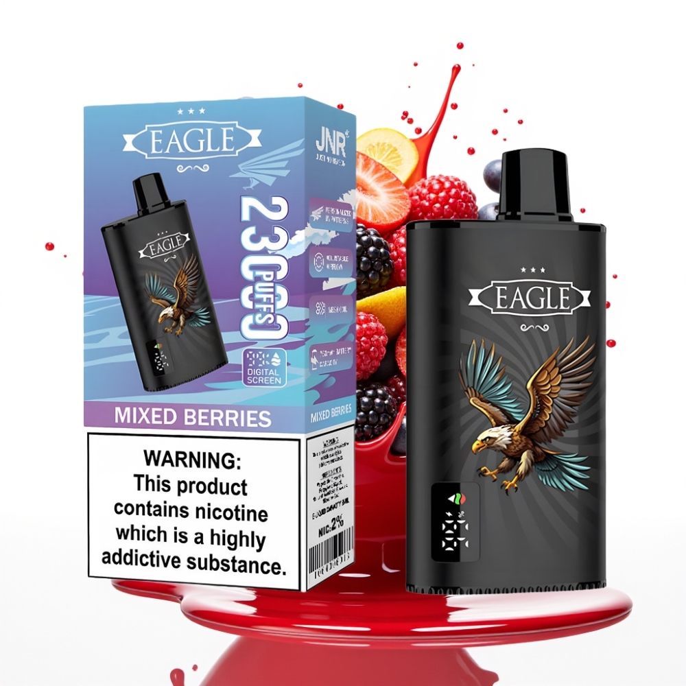 JNR EAGLE Smart 23000 Puffs Disposable Vape Jauktās Ogles, Digitālais ekrāns, 1.0ohm Mesh spole, 750mAh baterija