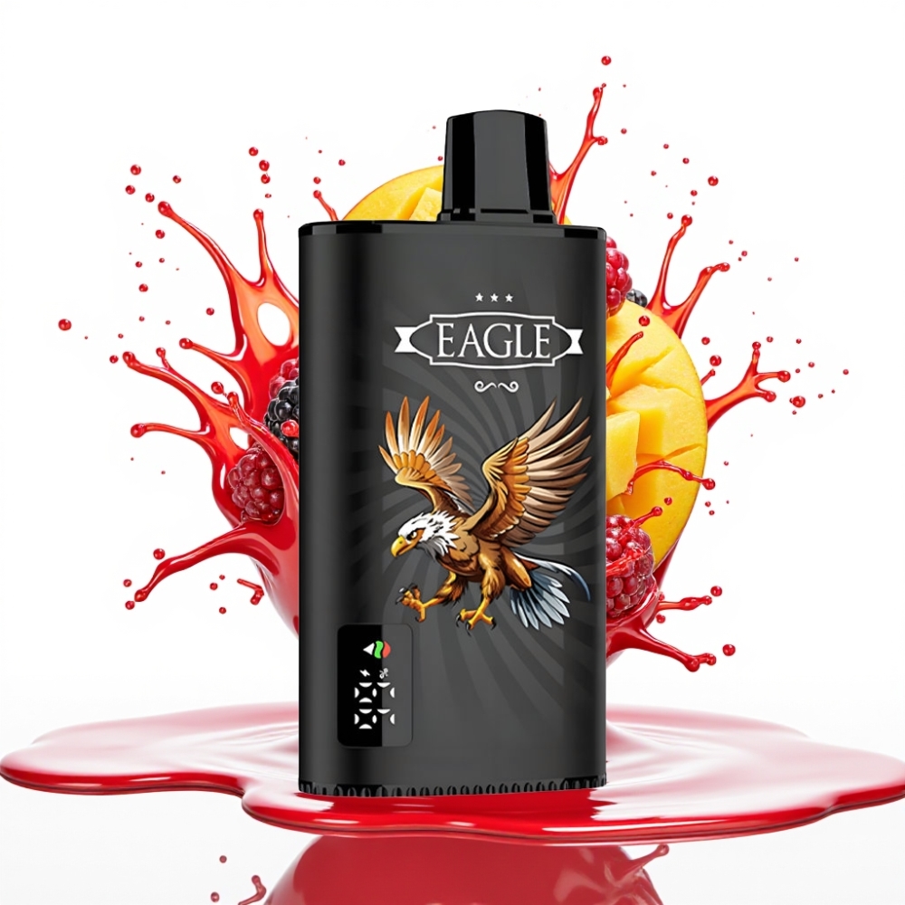 JNR EAGLE Smart 23000 Puffs Disposable Vape Melnoābolu Mango Ledus, Digitālais Displejs, 1.0ohm Sietspole, 750mAh Baterija
