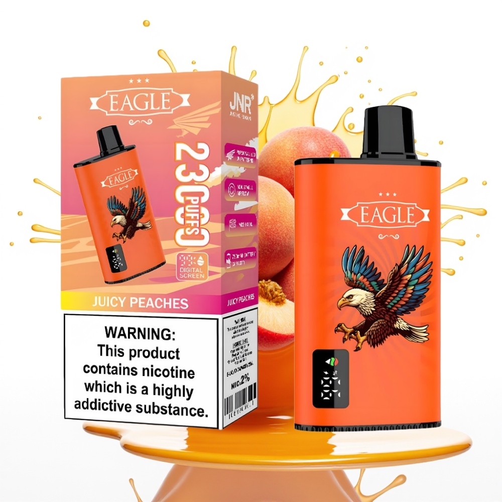 JNR EAGLE Smart 23000 Puffs Disposable Vape Sulu Persiki, Digitālais Displejs, 1.0ohm Siets Spole, 750mAh Baterija