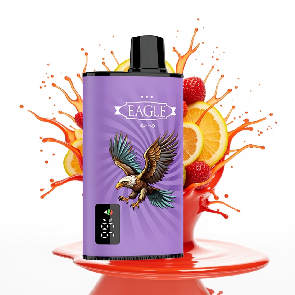 JNR EAGLE Smart 23000 Puffs Disposable Vape Zemeneņu-Kivi, Digitālais ekrāns, 1.0ohm Mesh spole, 25ml e-Liquid, 2 % nikotīna