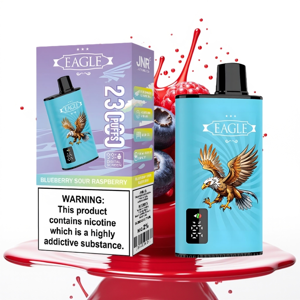 JNR EAGLE Smart 23000 Puffs Disposable Vape Zilā Aveņu Skābā Avenes, Digitālais Displejs, 1.0ohm Siets Spole, 750mAh Baterija