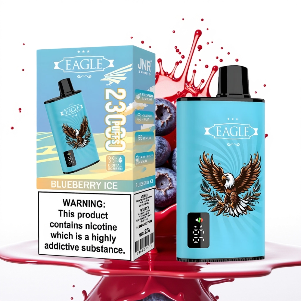 JNR EAGLE Smart 23000 Puffs Disposable Vape Zilene Okeāna Ledus ar Digitālo Displeju, 1.0ohm Mesh Tinis, 750mAh Baterija