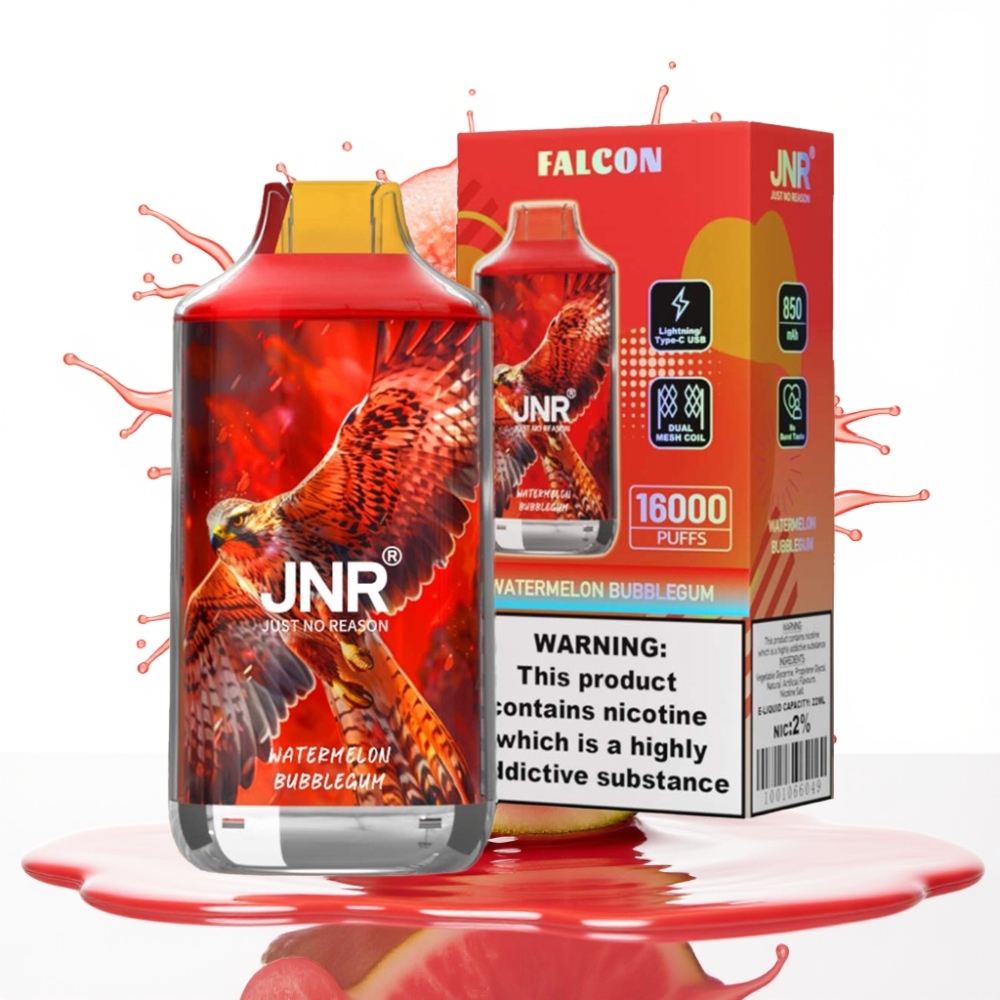 JNR Falcon 16000 Puffs Disposable Vape Arbūzu Bubblegum, 850 mAh, 22ml, Dual Mesh Coil