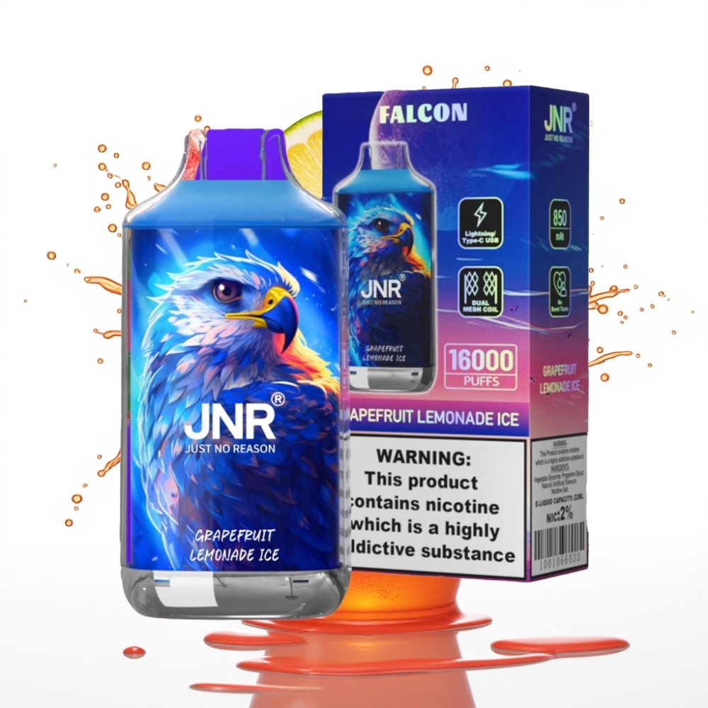 JNR Falcon 16000 Puffs Disposable Vape Greipfrūda Limonādes Ledus — 22ml, 850 mAh, Type C & Lightning