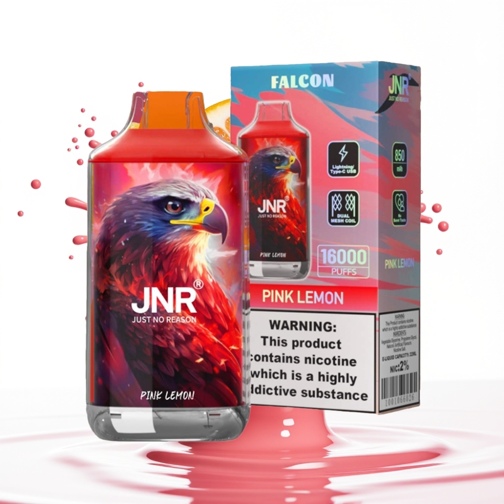 JNR Falcon 16000 Puffs Disposable Vape Rozā Citrons, 850 mAh, 22ml, Divu sietu spole