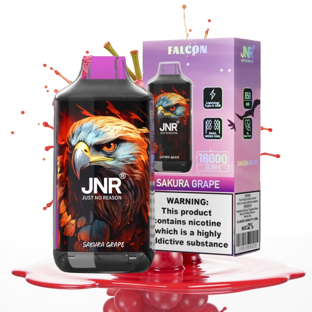 JNR Falcon 16000 Puffs Izmetamā Vape Sakura Vīnogu, 850 mAh, 22ml, Divkāršais Mešs Spole