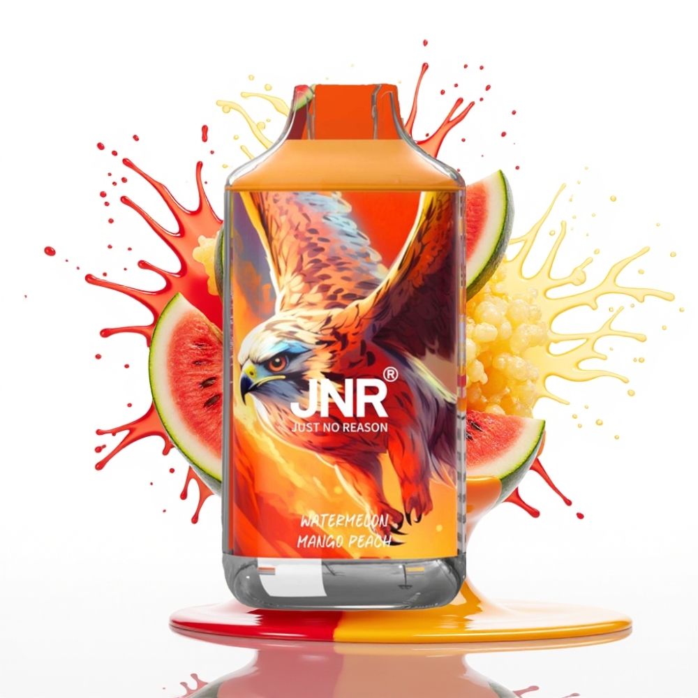 JNR Falcon 16000 Puffs Izmetamais Veips Arbūzs Mango Persiks — 16000 Puffs, 850 mAh, 22ml, Dual Mesh Coil