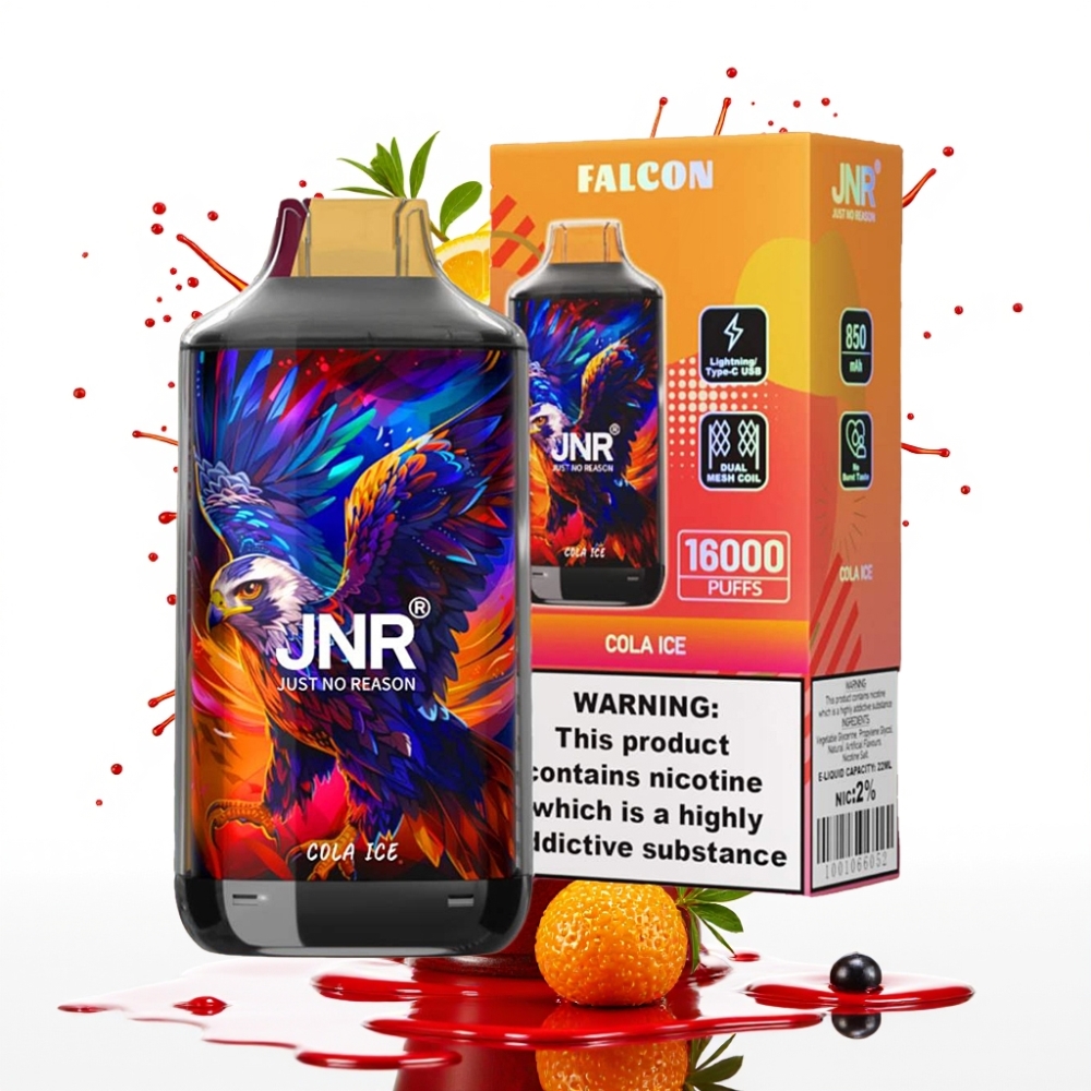 JNR Falcon 16000 Puffs Izmetamais Veips Kolas Ledus, 850 mAh, 22ml, Divkāršs Režģa Spole