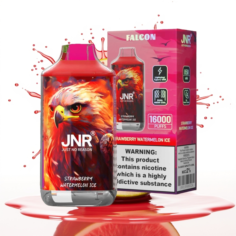 JNR Falcon 16000 Puffs Izmetamais Veips Zemeņu Arbūzu Ledus, 850 mAh, 22ml, Dual Mesh Coil
