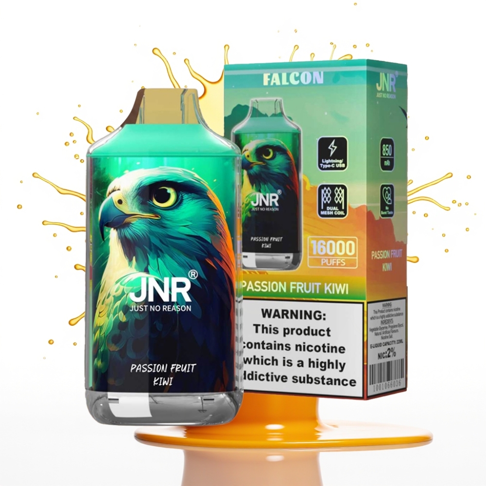 JNR Falcon 16000 Puffs Izmitnā Vape Pasionaugļu Kivi, 850 mAh, 22ml, Dubults Siets Spole
