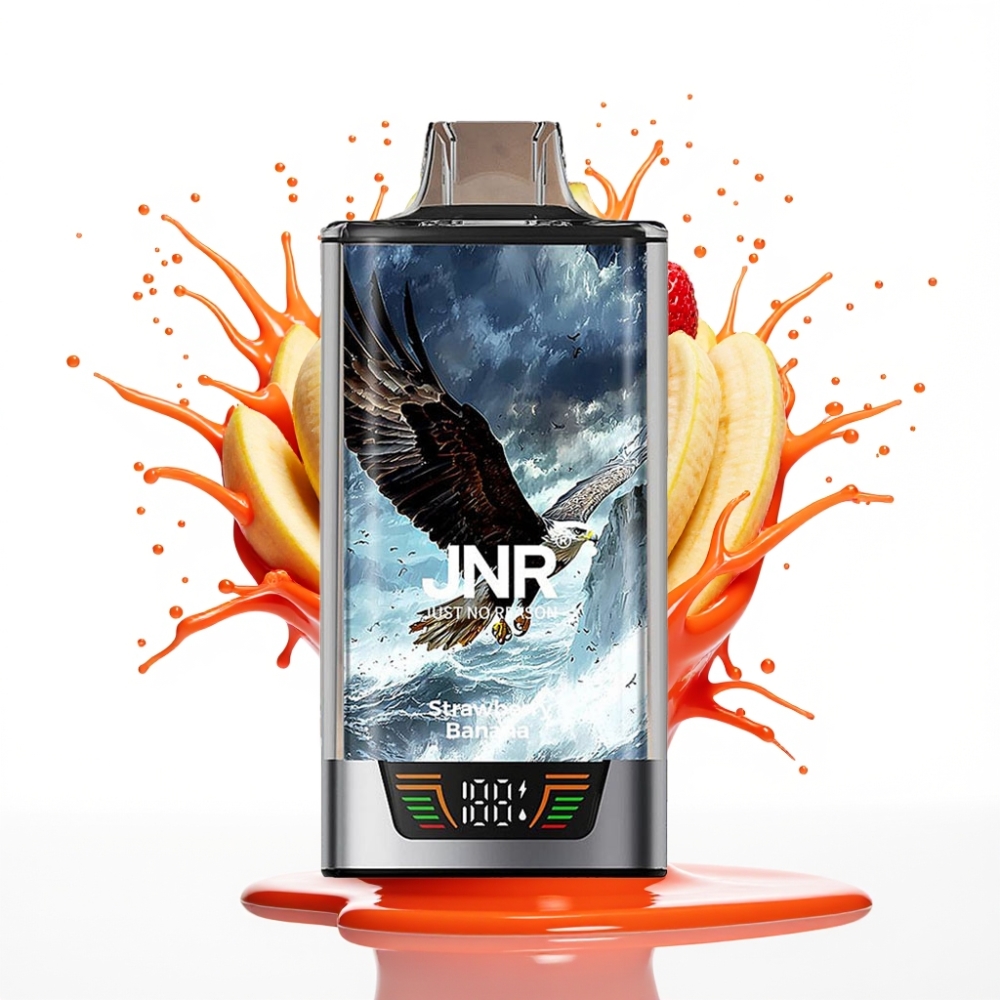 JNR Falcon Pro 28000 Izmēģināmais Veips – 30ml, 28000 Ivilcieni, 5% Nikotīna, Zemeņu Banānu Garša