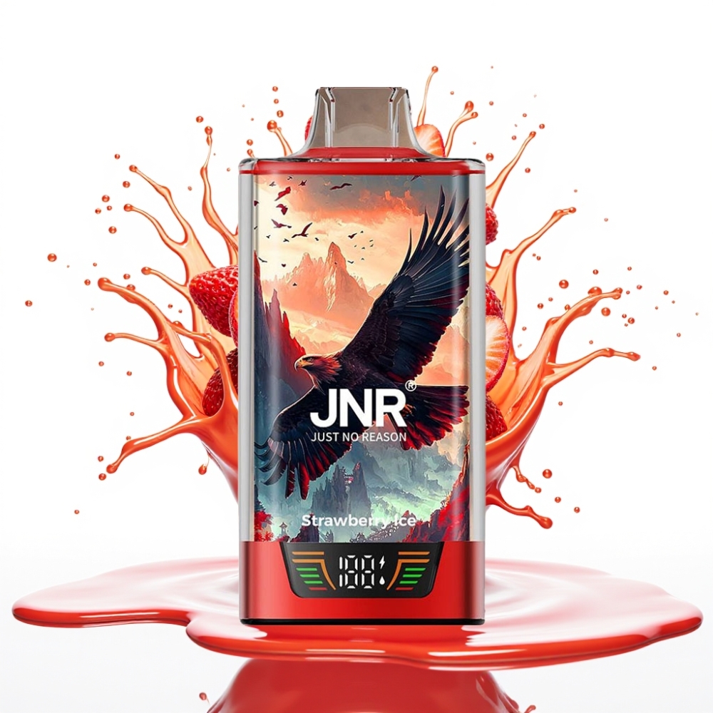 JNR Falcon Pro 28000 Izmetamā Vape - 30ml, 950mAh, 28000 Ievelkumi, 5% Nikotīna, Zemeņu Ledus